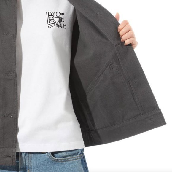 VANS Womens Size VN0A4SCK1O7 Sophie Jacket Asphalt Gray 100% Cotton Canvas Shirt - Picture 6 of 7